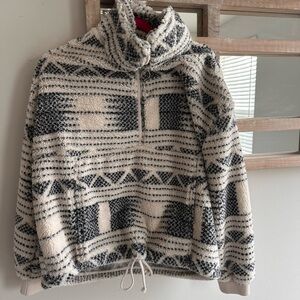 Billabong Black and Cream Zip Up Sweater